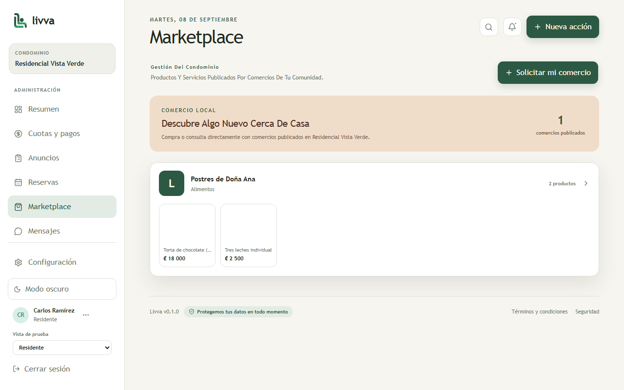 Marketplace interno